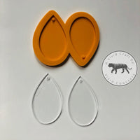 Flat Teardrop earrings clear silicone mold-60s earrings Drops Mold