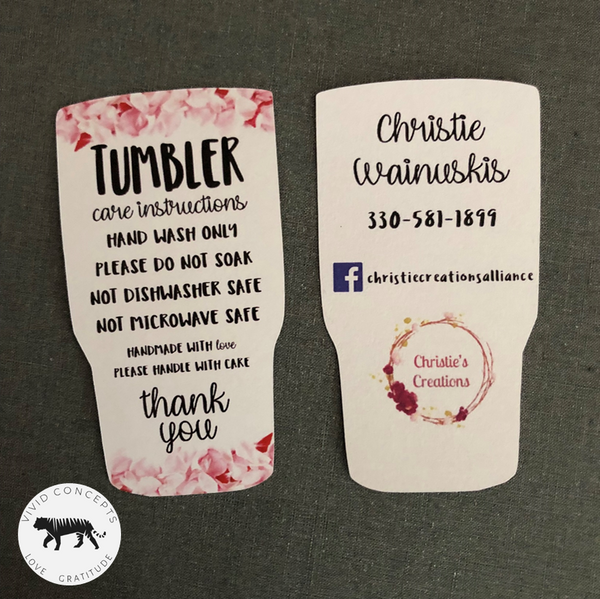 Tumbler Care Cards – Vivid Concepts Inc