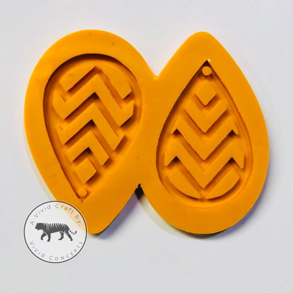 Chevron Pattern Droplet Earrings Silicone Mold