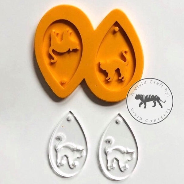 Spooky Cat Droplet Earrings Silicone Mold