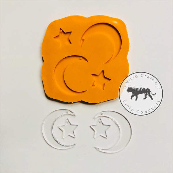 Corie’s Crescent Moon and Stars Earrings Silicone Mold
